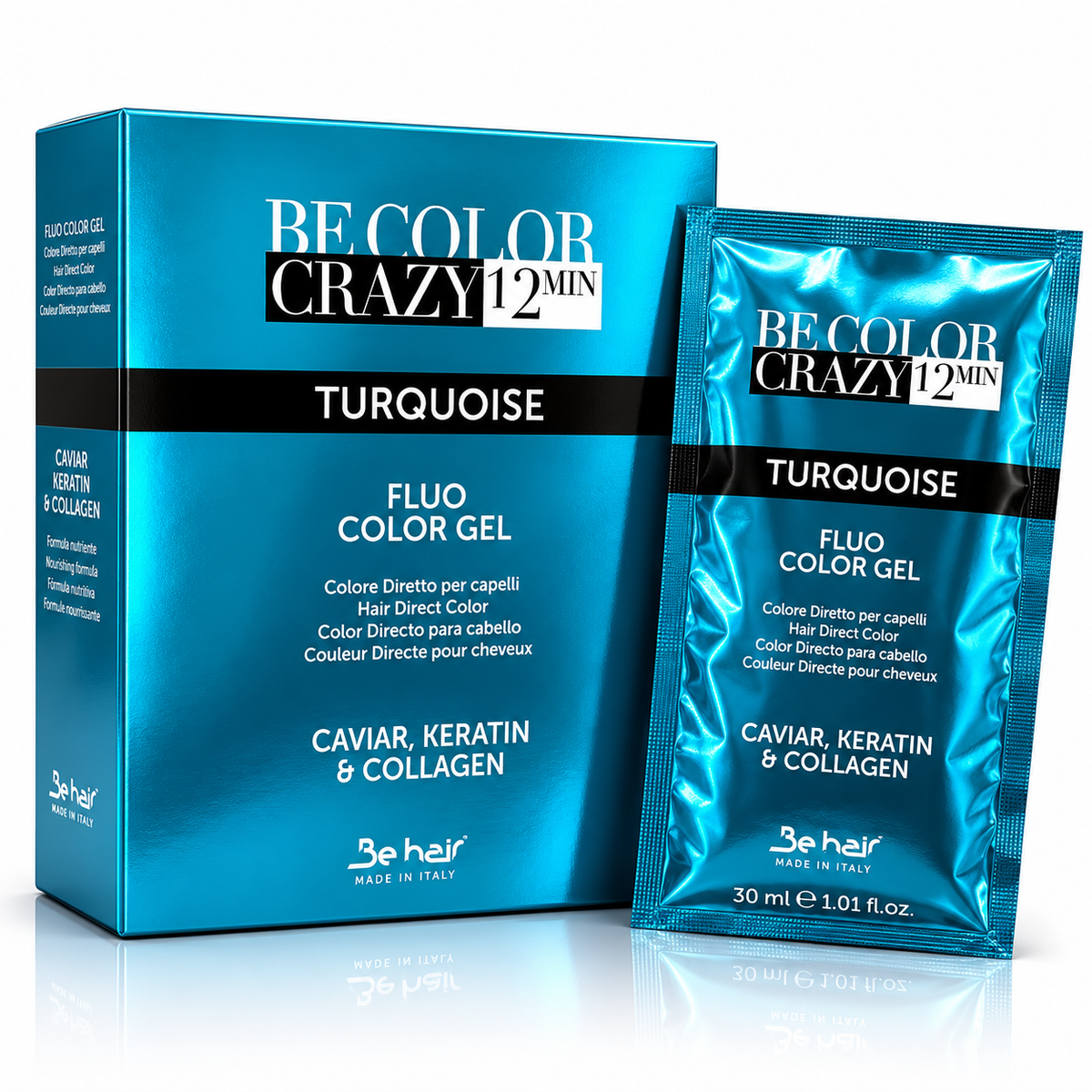 Be Color crazy 12 minuti Turquoise fluo color gel bustine da 30 ml