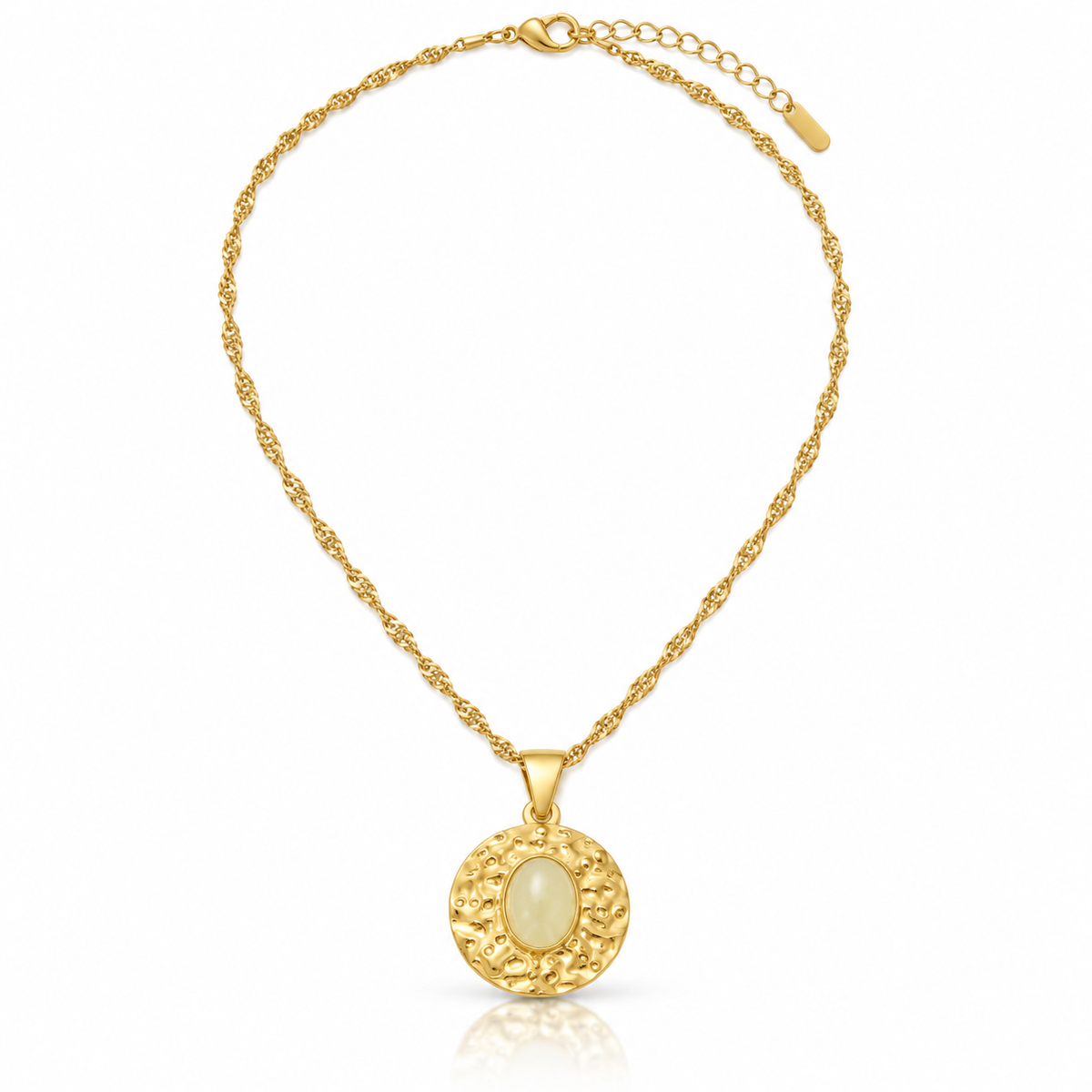 Collana dorata con medaglione vintage, acciaio inossidabile anallergico con bagno oro 3 micron