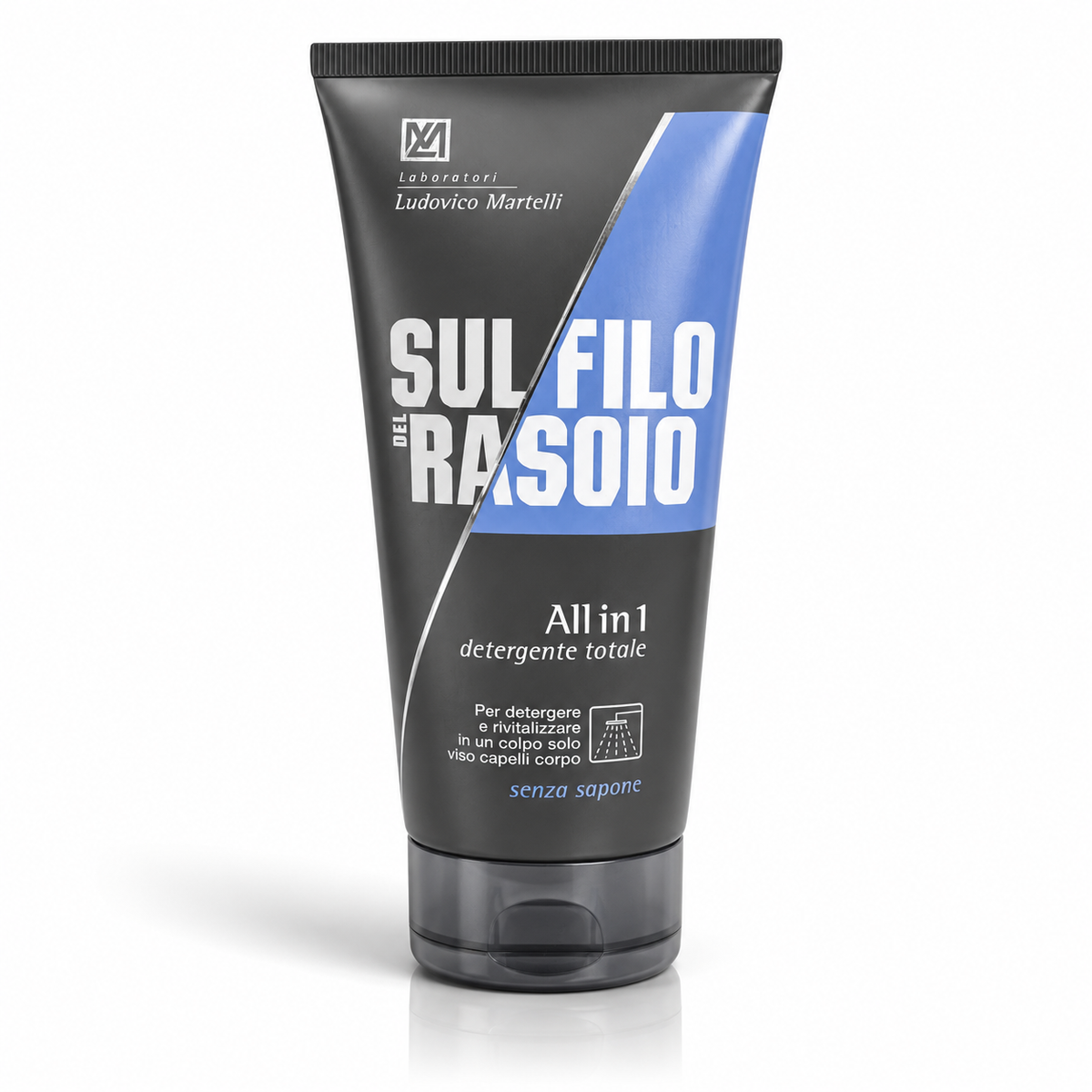 LUDOVICO MARTELLI SUL FILO DEL RASOIO DETERGENTE TOTALE PER UOMO ALL IN 1 PER RIVITALIZZARE CON UN SOLO PRODOTTO VISO, CORPO E CAPELLI