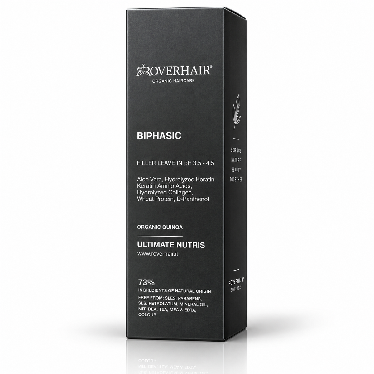 Roverhair Biphasic filler Ultimate Nutris leave in da 150 ml, con ingredienti di origine naturale del 73%