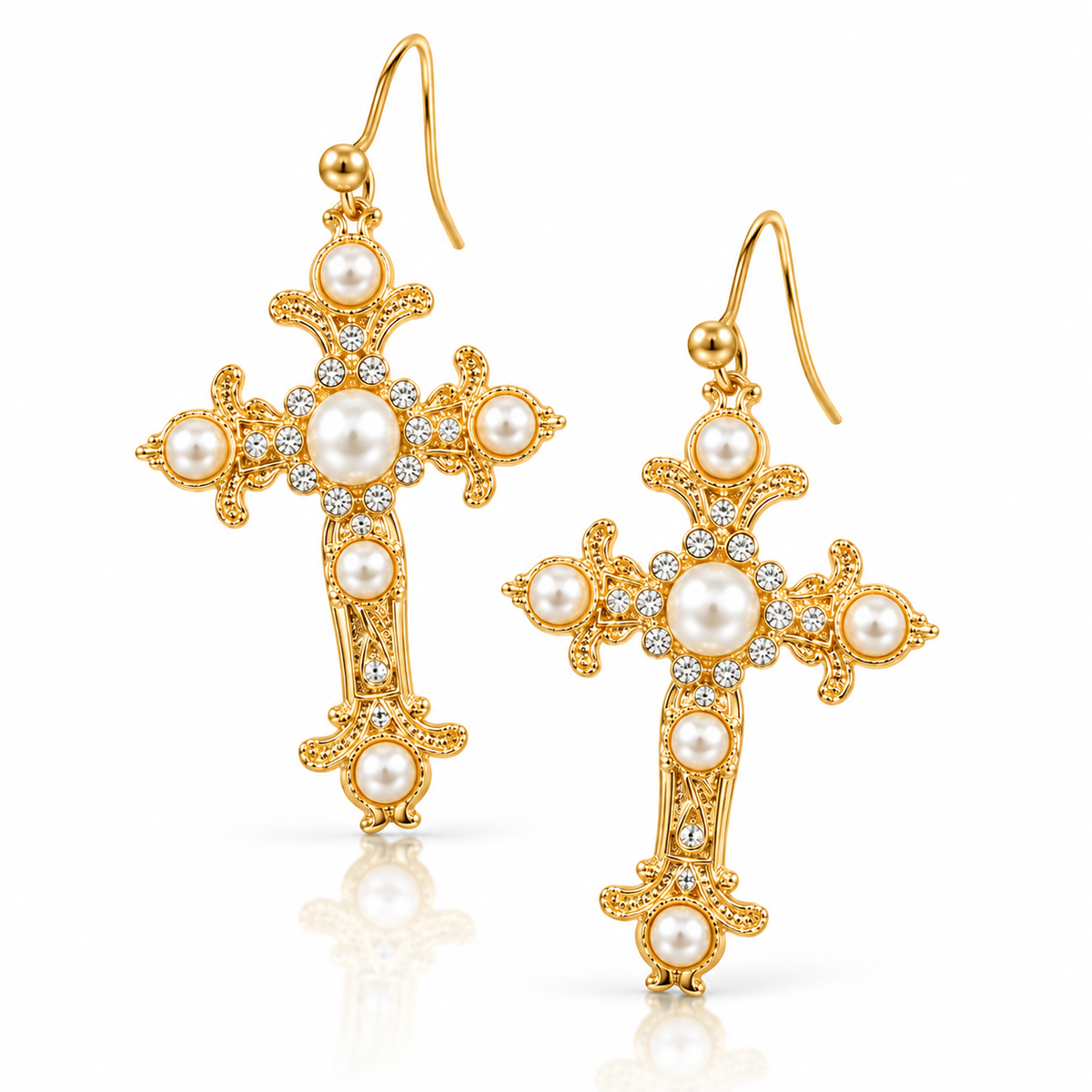 ORECCHINI CROCE GOTICI PENDENTI COLOR ORO